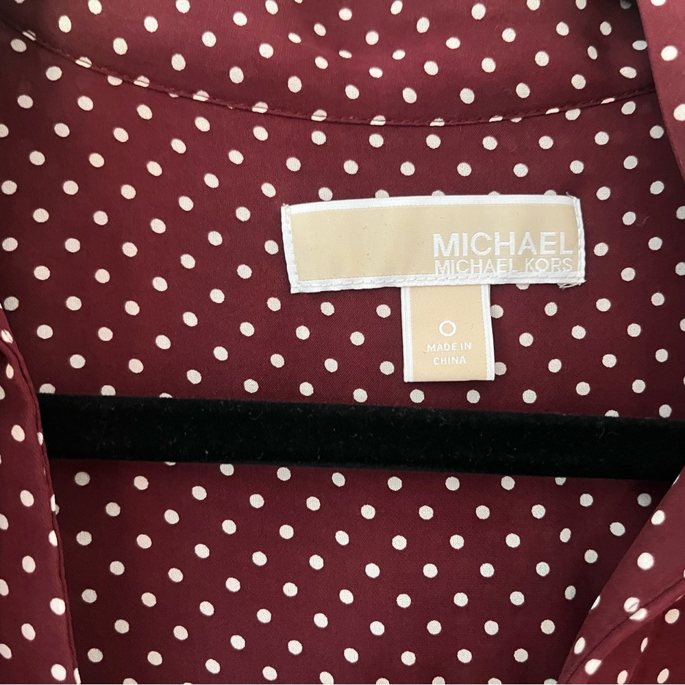 Michael Kors Burgundy Polka Dot Long Sleeve Dress - Picture 2 of 3